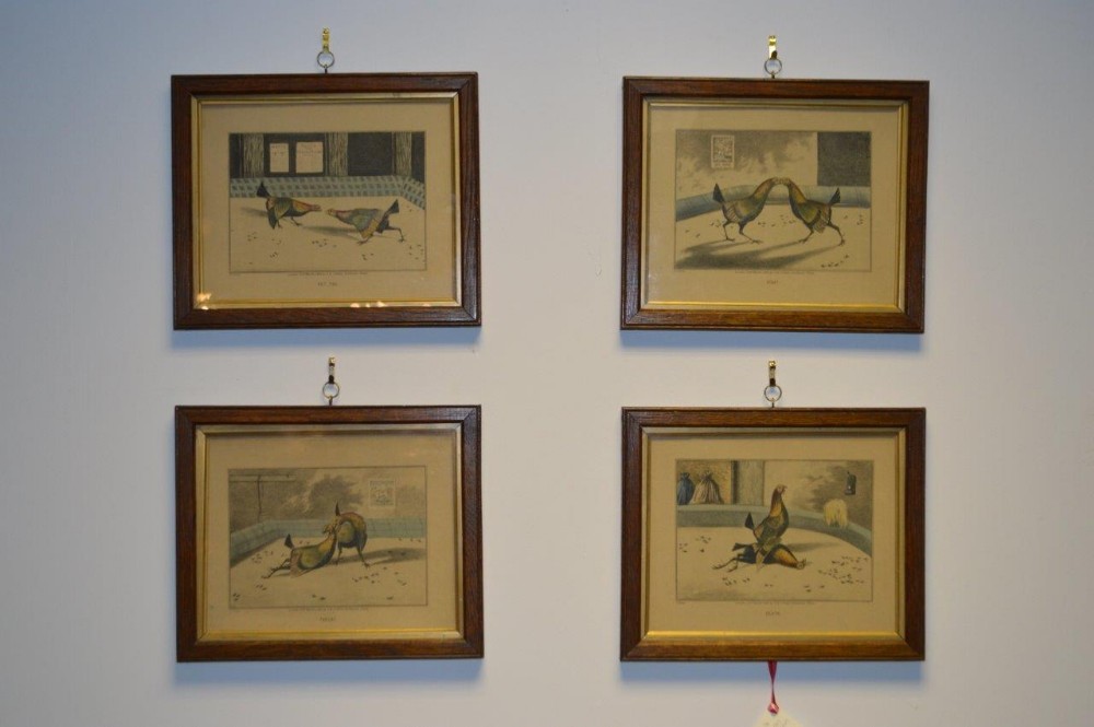 A Set of 4 Cock Fighting Prints By Henry Thomas Alken