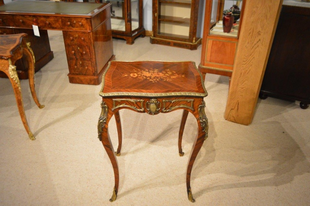 A French 19th Century Rosewood & Marquetry Inlaid Side Table