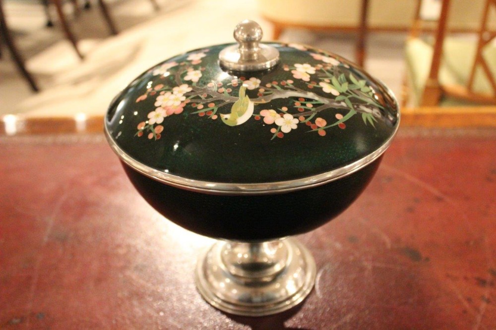 An Unusual Japanese Cloisonné Bowl & Cover