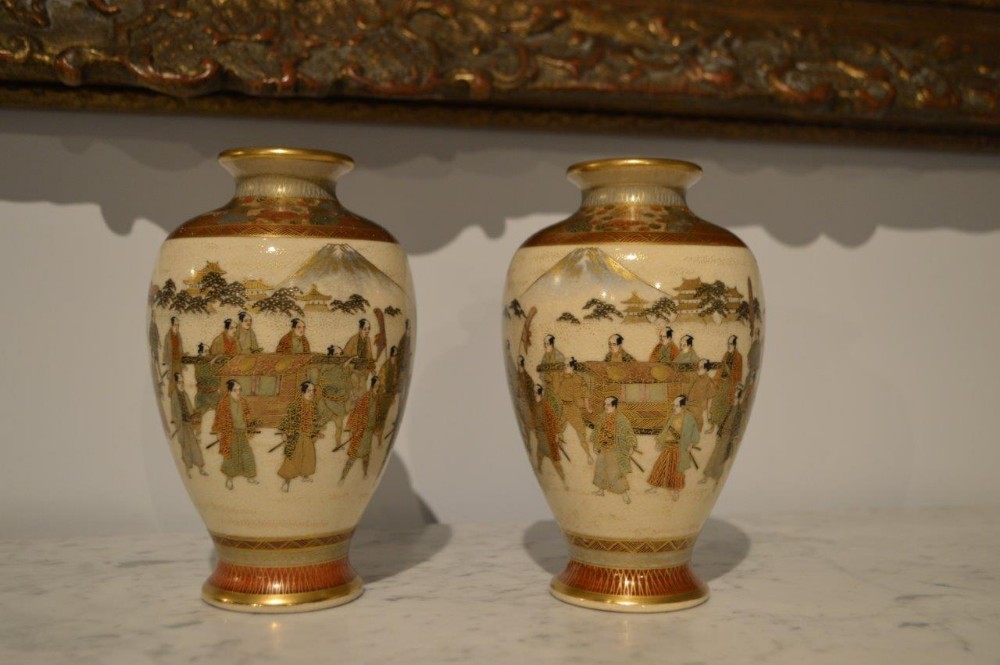 A Pair of Meiji Period Japanese Satsuma Vases