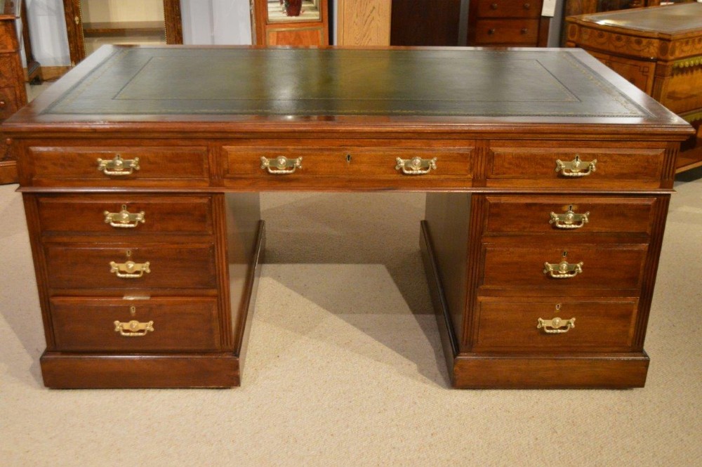 A Late Victorian/Edwardian Period Mahogany Antique Partners Desk By Maple & Co