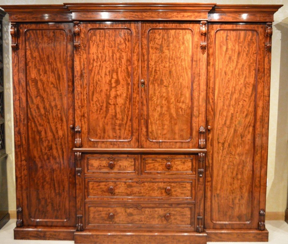A Stunning Quality Victorian Period Mahogany Breakfront Wardrobe