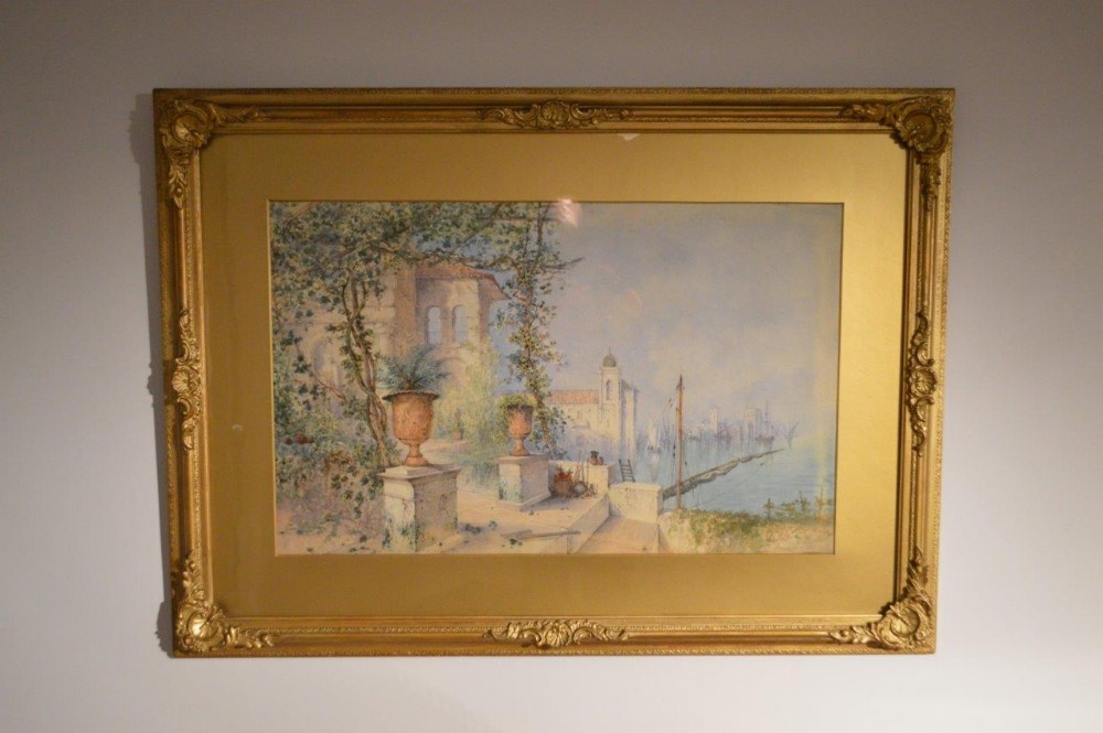 An Edwardian Period Italian Harbour Watercolour Edwin St. John 