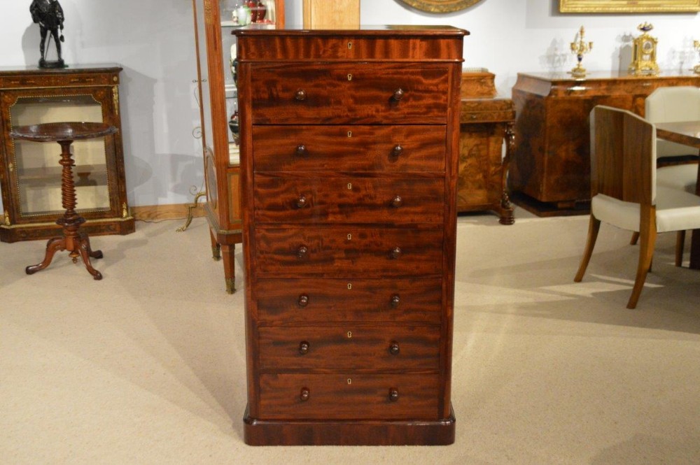 A Beautiful Mahogany Victorian Period Antique Secretaire Wellington Chest