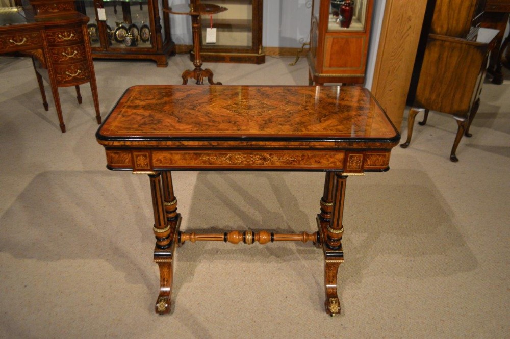 A Superb Quality Burr Walnut, Marquetry Inlaid & Ormolu Mounted Victorian Period Card Table