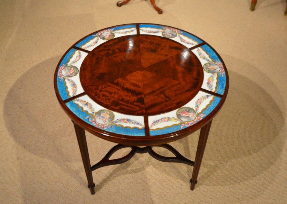 A Fine Quality Mahogany Late 19th Century Table With Sevres Panels