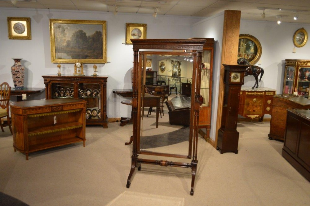 A Mahogany Edwardian Period Chinese Chippendale Style Cheval Dressing Mirror