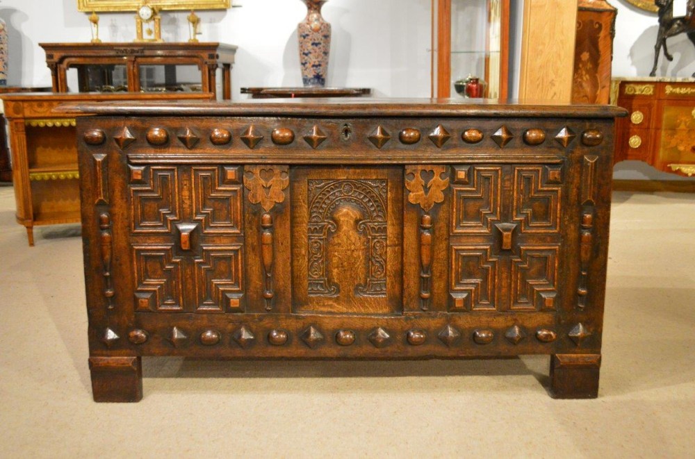 An Oak Jacobean Period Antique Coffer
