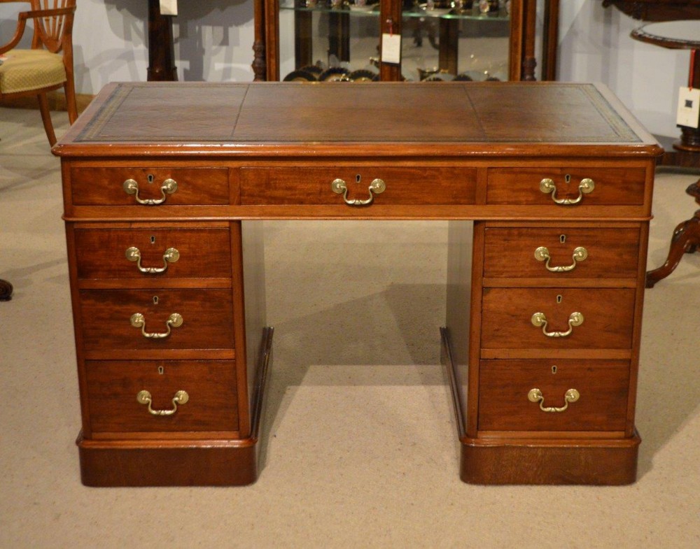 A Mahogany Late Victorian Period Antique Pedestal Desk