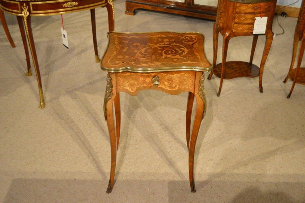 A Rosewood & Marquetry Inlaid 19th Century French Side Table