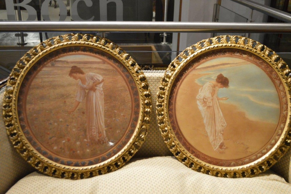 A Good Pair Of Edwardian Period Prints Of Classical Maidens