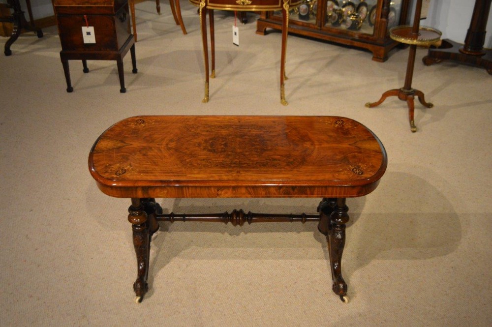 A Burr Walnut & Marquetry Inlaid Victorian Period Coffee Table (Adapted)