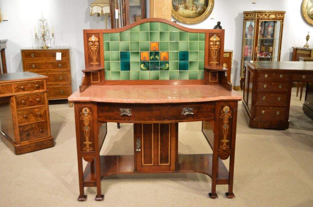 A Mahogany Inlaid Arts & Crafts Period Washstand By Shapland & Petter