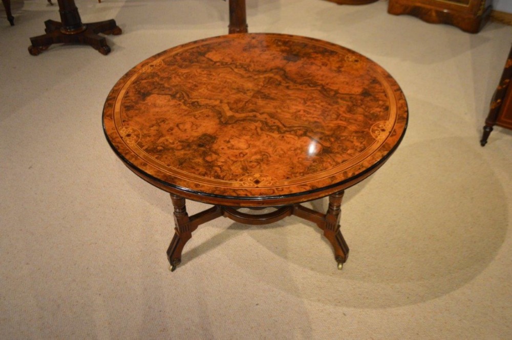 A Fine Quality Burr Walnut Victorian Aesthetic Period Centre Table By Marsh Jones & Cribb