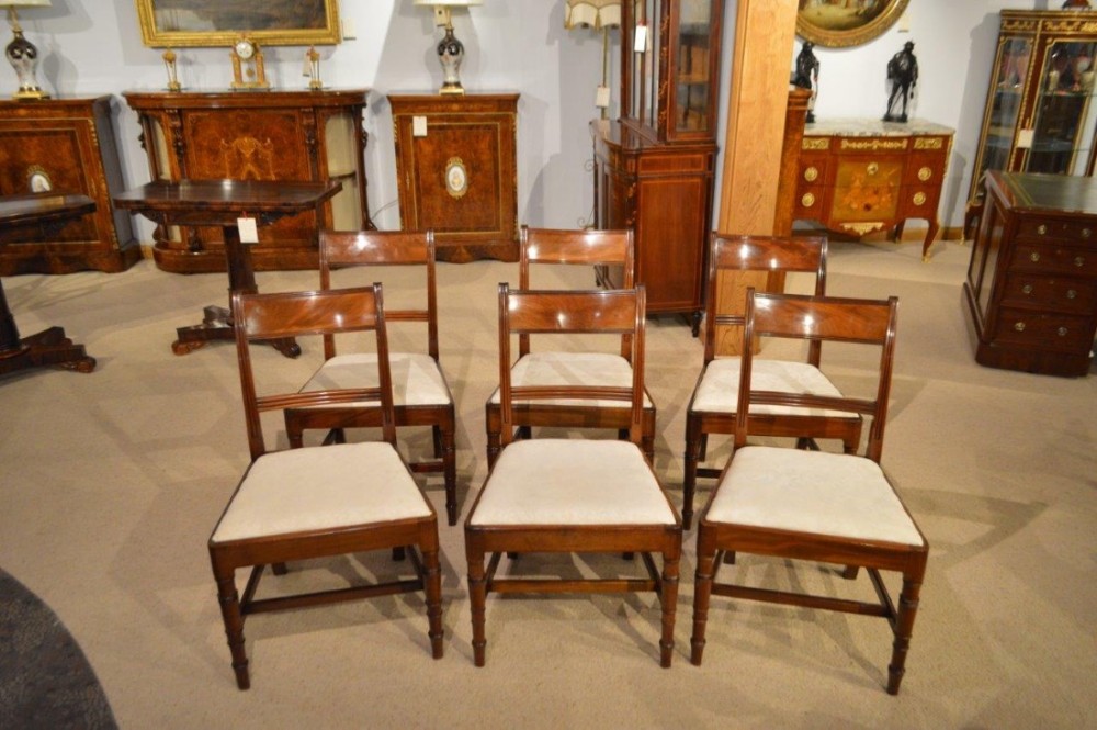 A Set Of Six Mahogany Regency Period Antique Dining Chairs