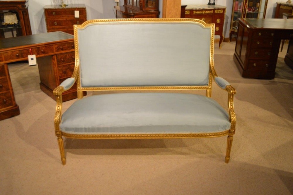 A French Louis XVI Style gilt-wood settee