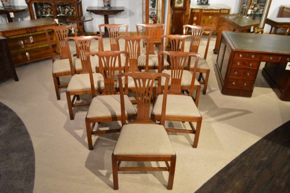 A good set of 10 Mahogany Late Georgian Period Country Hepplewhite antique dining chairs.