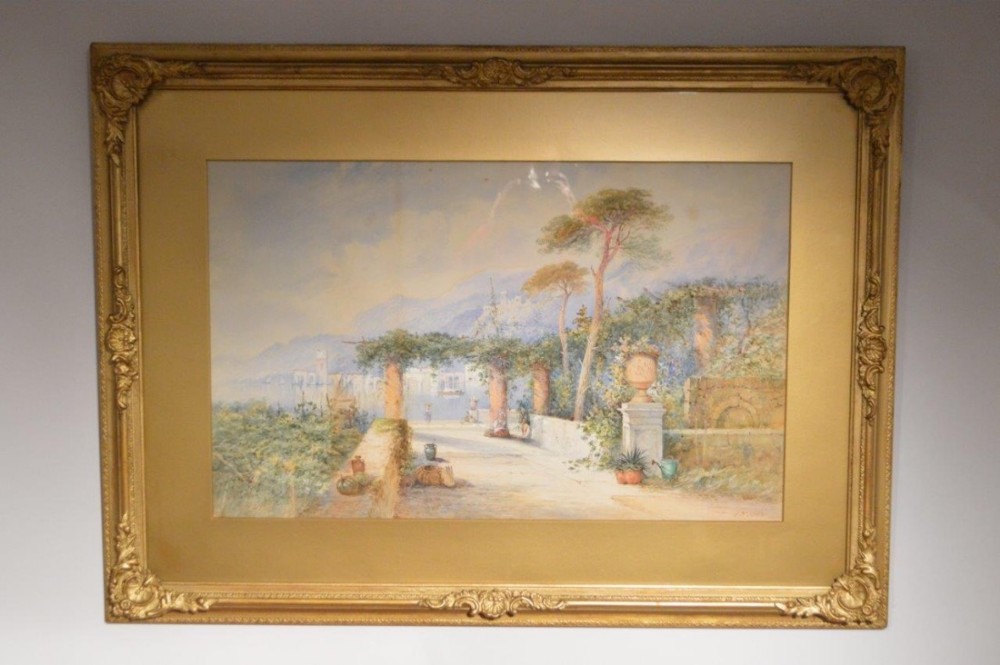 An Edwardian Period Italian Harbour water colour By Edwin St. John 