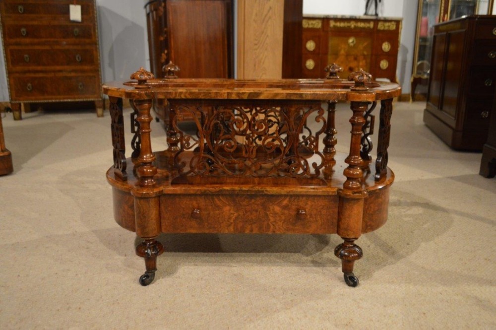A burr walnut Victorian Period antique Canterbury