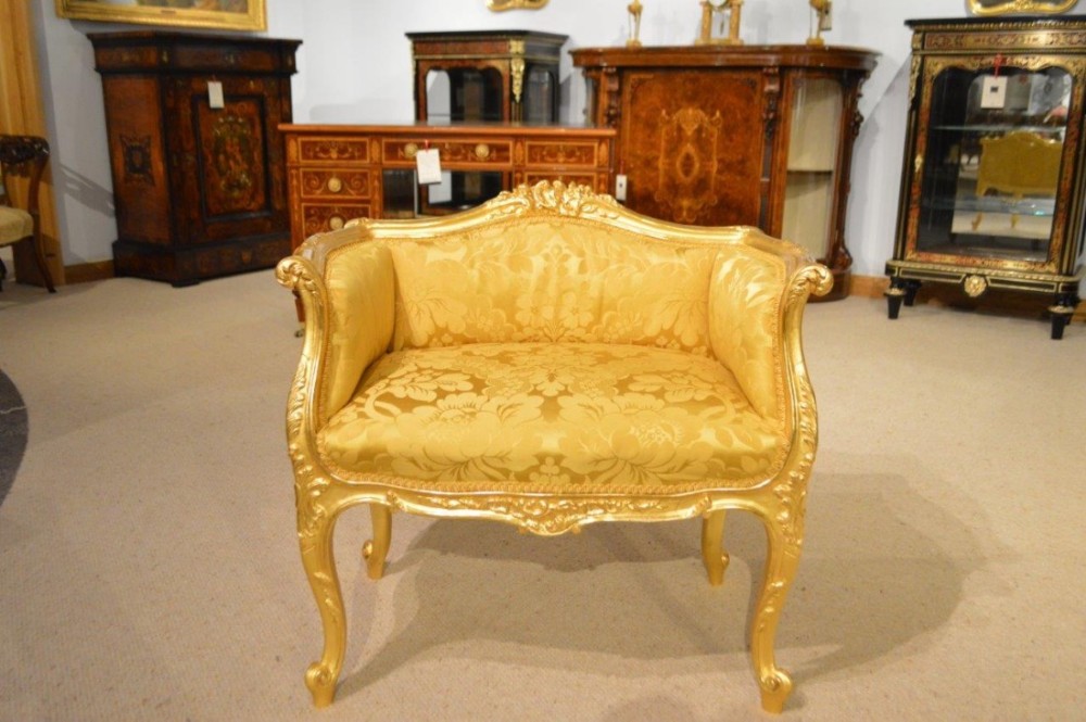 A beautiful carved gilt wood Louis XVI style seat.