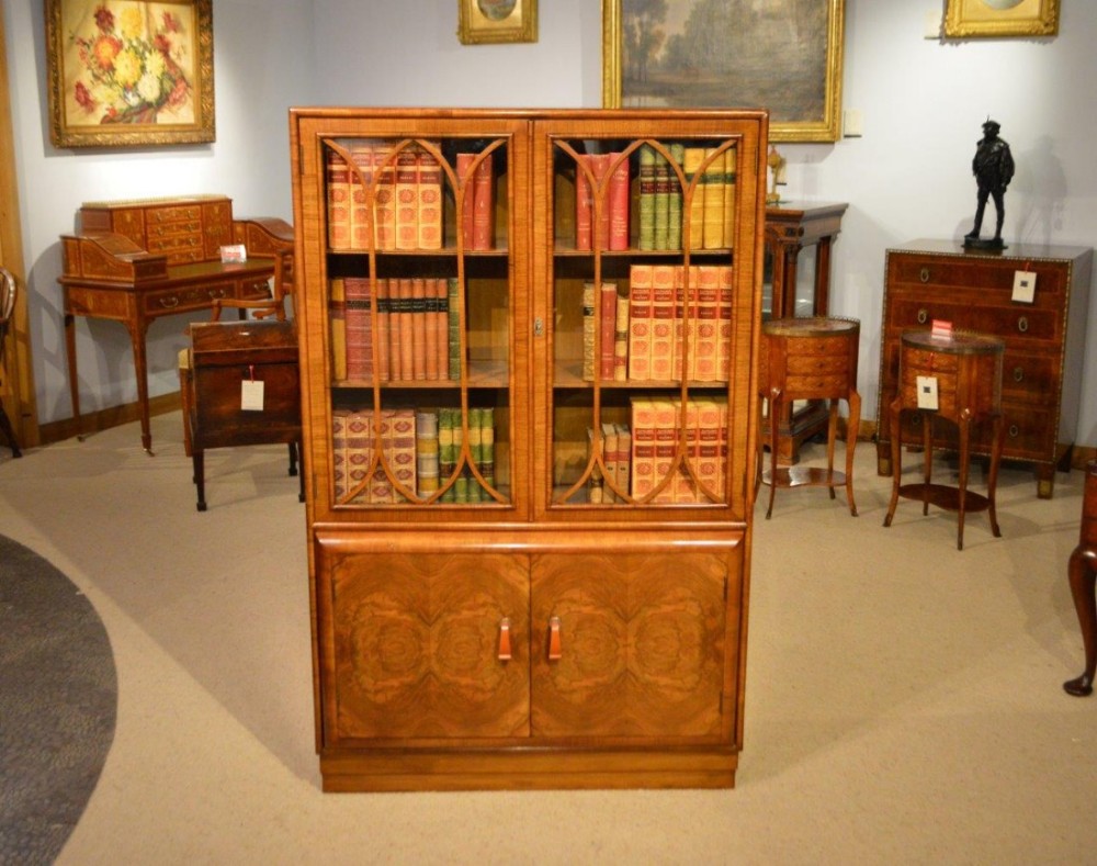 A beautiful burr walnut & walnut Art Deco Period bookcase