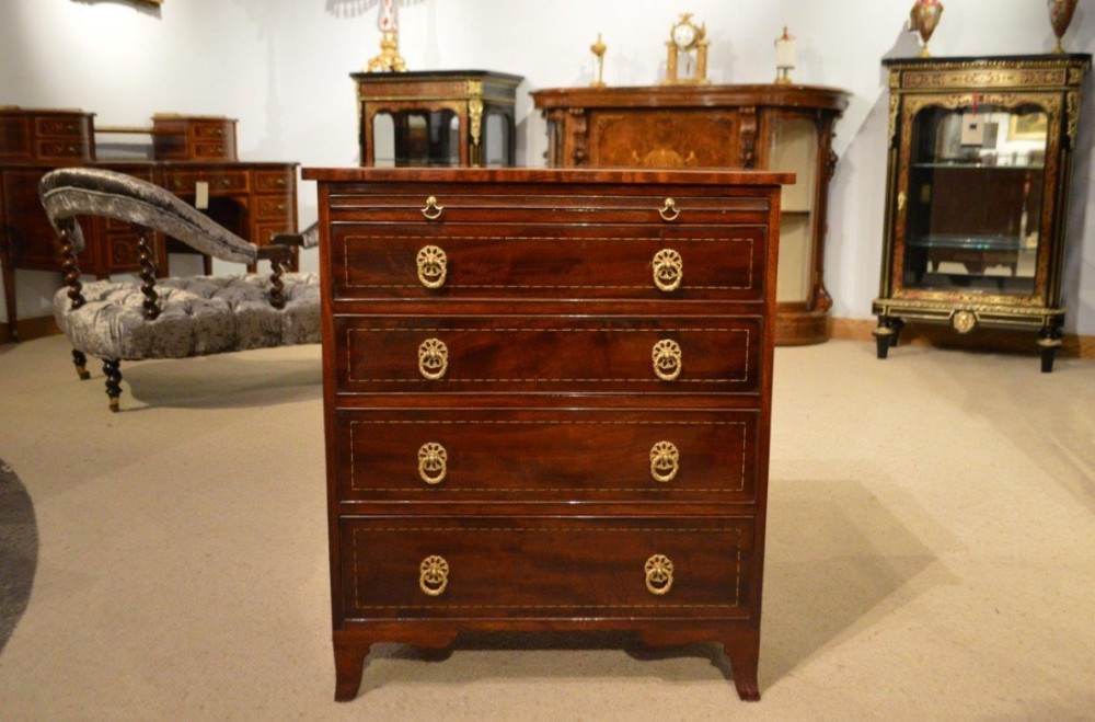 A beautiful mahogany inlaid Edwardian Period antique bachelors chest