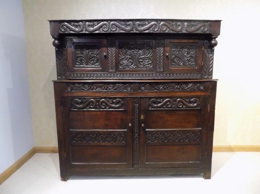 A rare late 17th Century Westmorland antique oak court cupboard. 