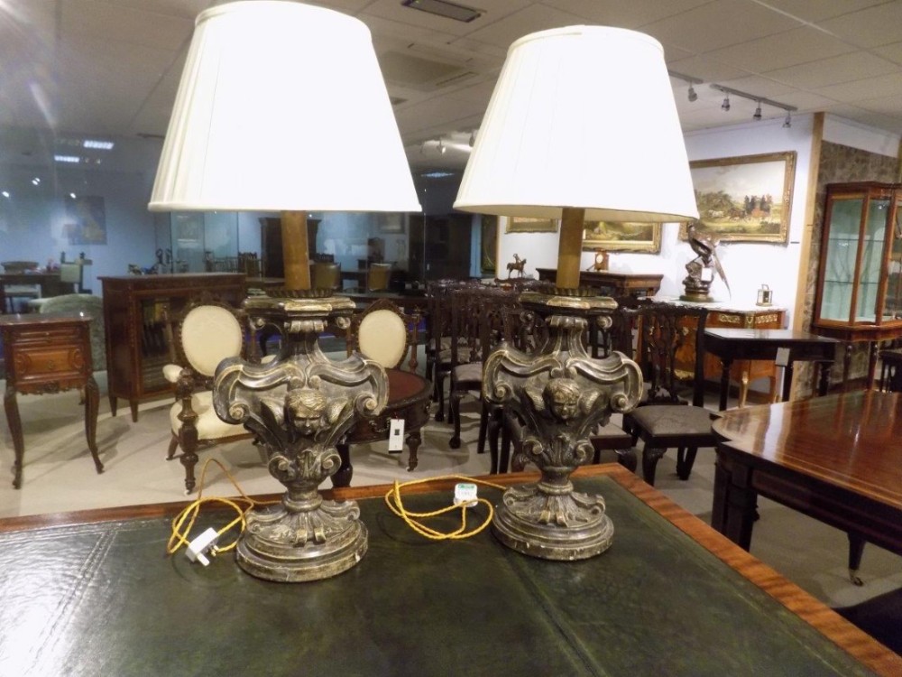 A good pair of antique 19th Century Venetian baroque table lamps