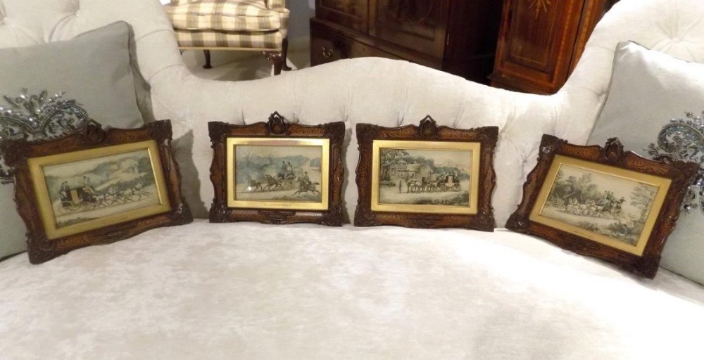 A wonderful Set of four Victorian Period coloured horse and carriage prints