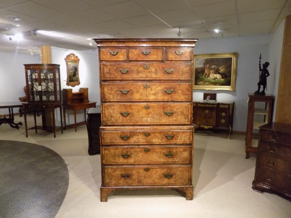 A Walnut George I Period Antique Chest On Chest