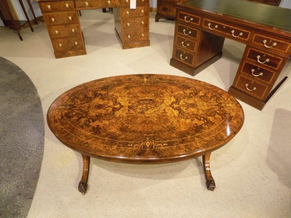 A Stunning quality burr walnut Victorian Period antique coffee table