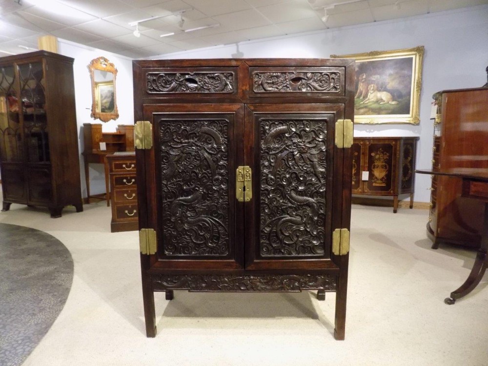 A 19th Century Finely Carved  Chinese Hardwood Cabinet