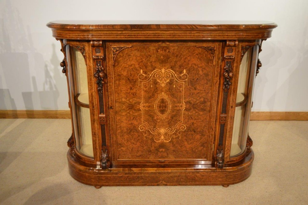 A superb quality burr walnut Victorian Period antique credenza possibly by Lambs Of Manchester