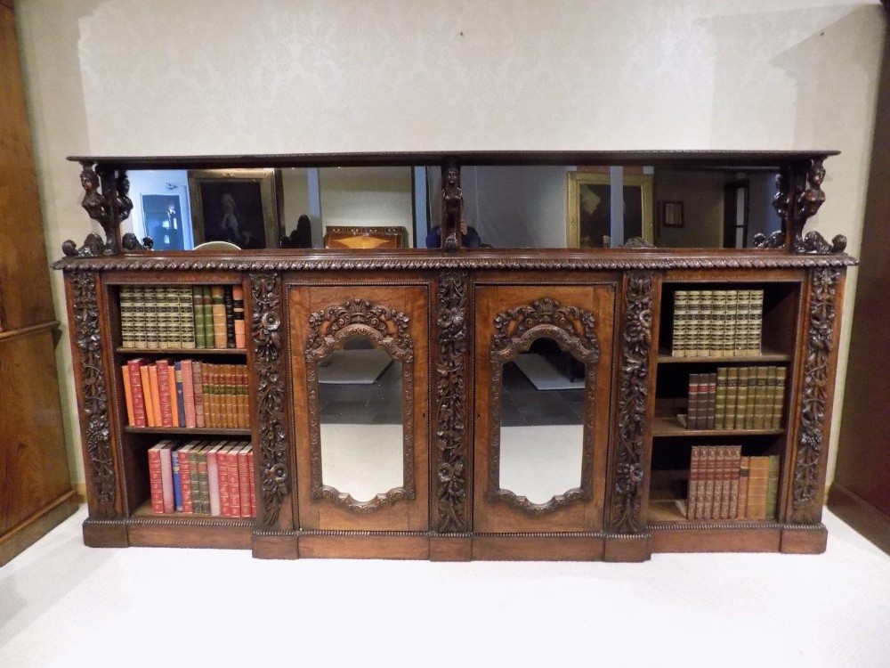 A large scale mahogany Regency Period open bookcase/chiffonier. 