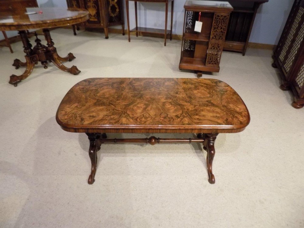 A superb quality burr walnut Victorian antique coffee table
