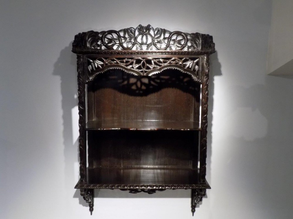 Carved 19th Century Chinese open wall shelves
