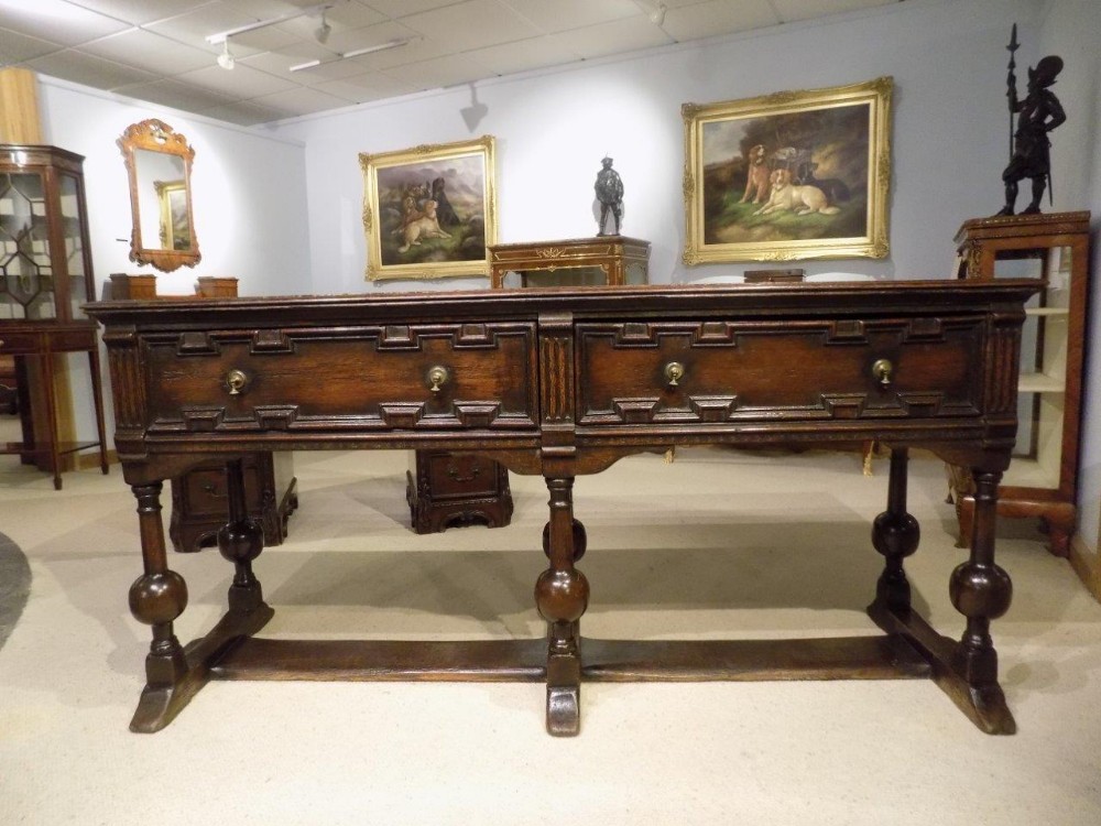 An Oak Jacobean Style two drawer antique dresser base