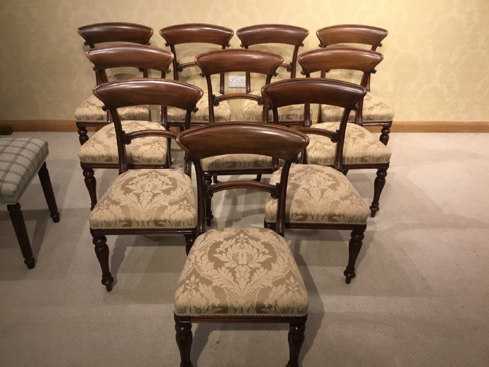 A set of  mahogany 10 Victorian Period antique dining chairs.