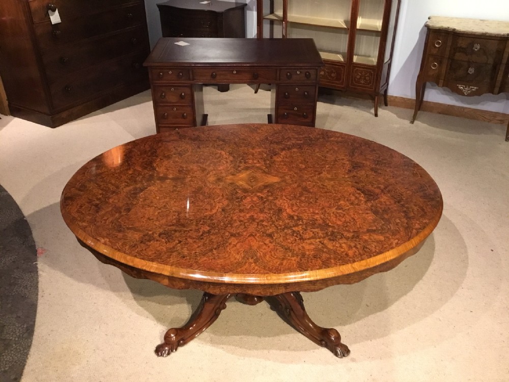 A burr walnut Victorian Period breakfast/loo table