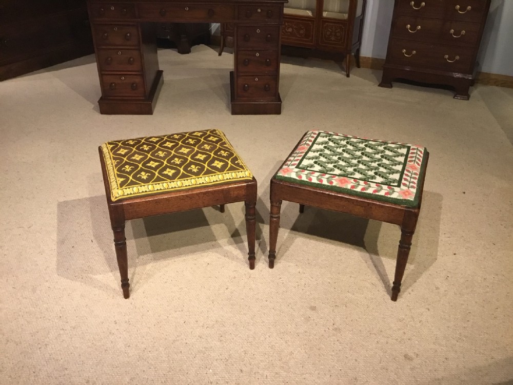 A Pair Of Mahogany Georgian Period Country House Stools 