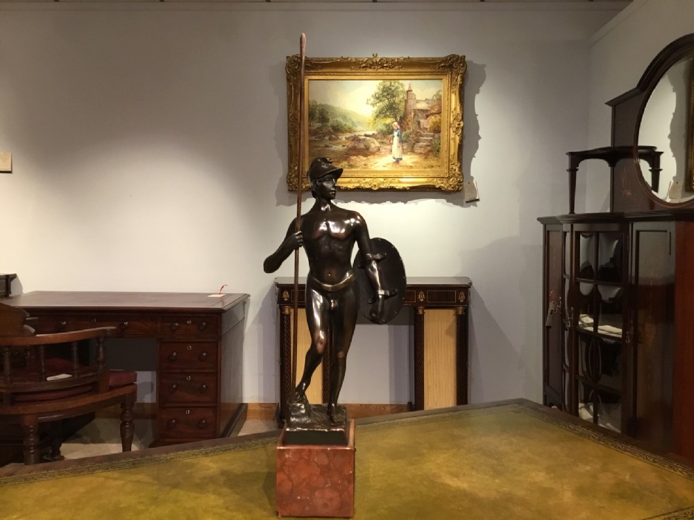 A Good bronze figure of a naked Roman warrior By E.Beck