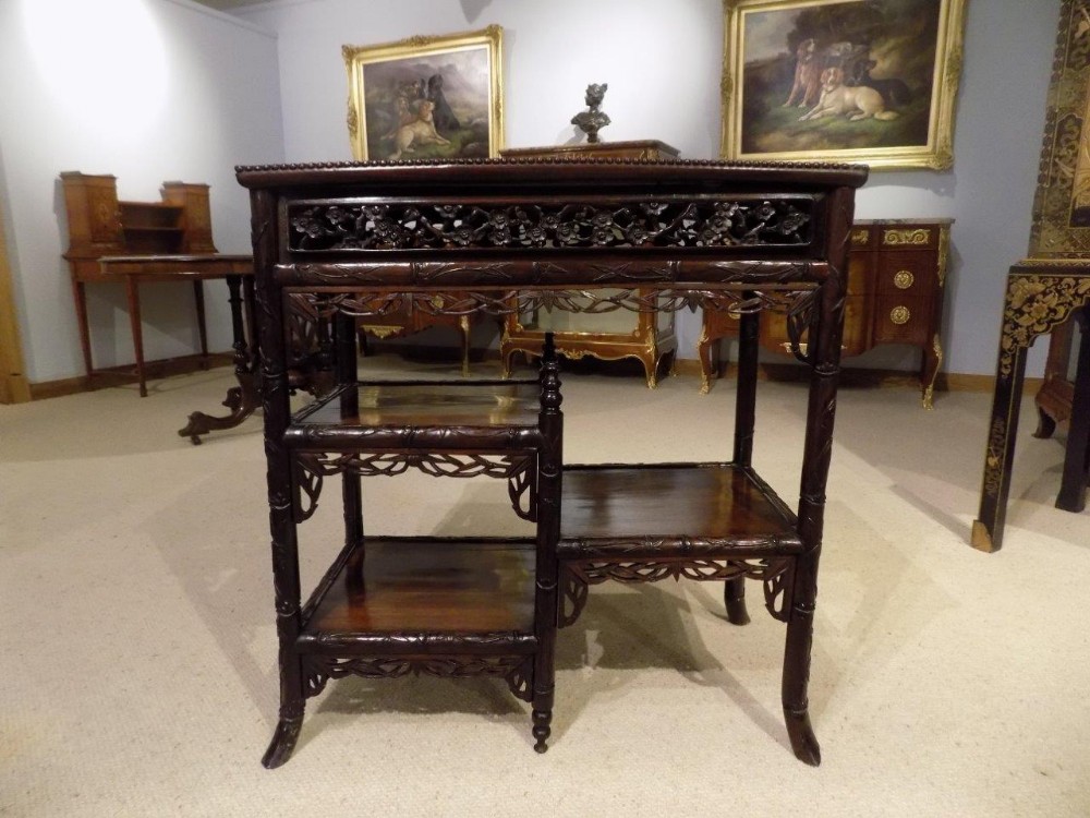A Chinese Late 19th Century hardwood Side table