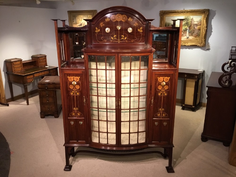 A fine quality Arts & Crafts Period mahogany display cabinet by Shapland & Petter of Barnstaple