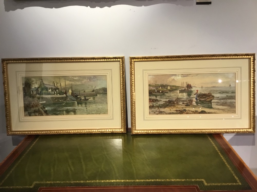 A Good Pair of Edwardian Period watercolours by J. Hughes Clayton