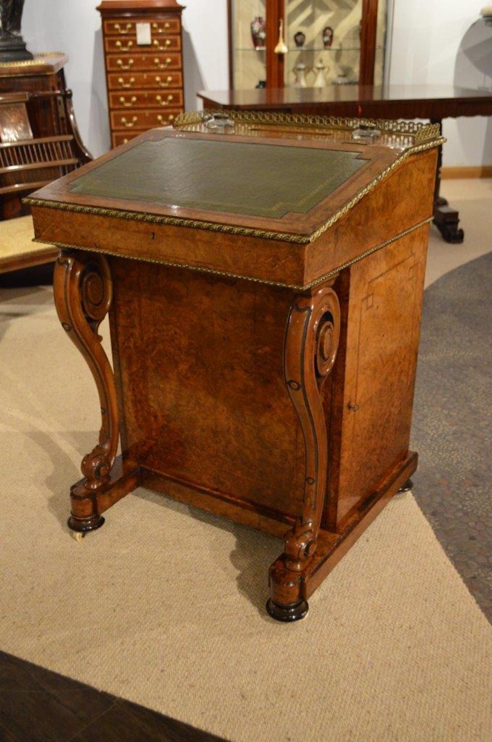 A burr walnut, kingwood & ormolu mounted Victorian Period davenport