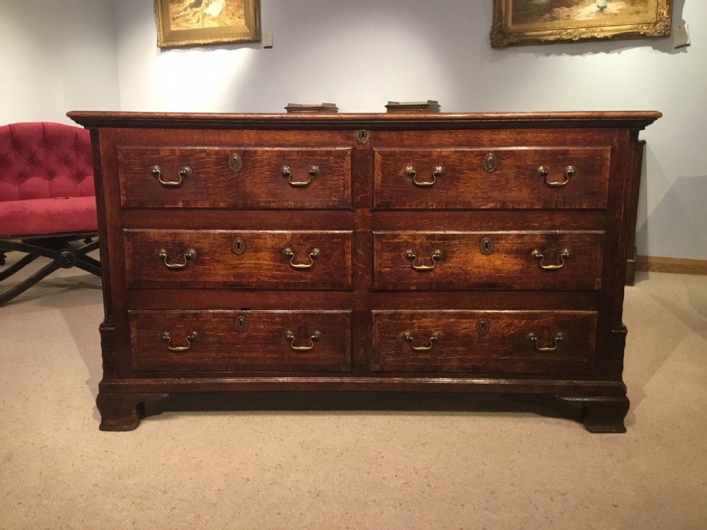 A good large oak 18th Century Lancashire mule chest