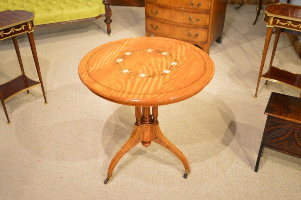 A satinwood and marquetry inlaid Victorian Period occasional table