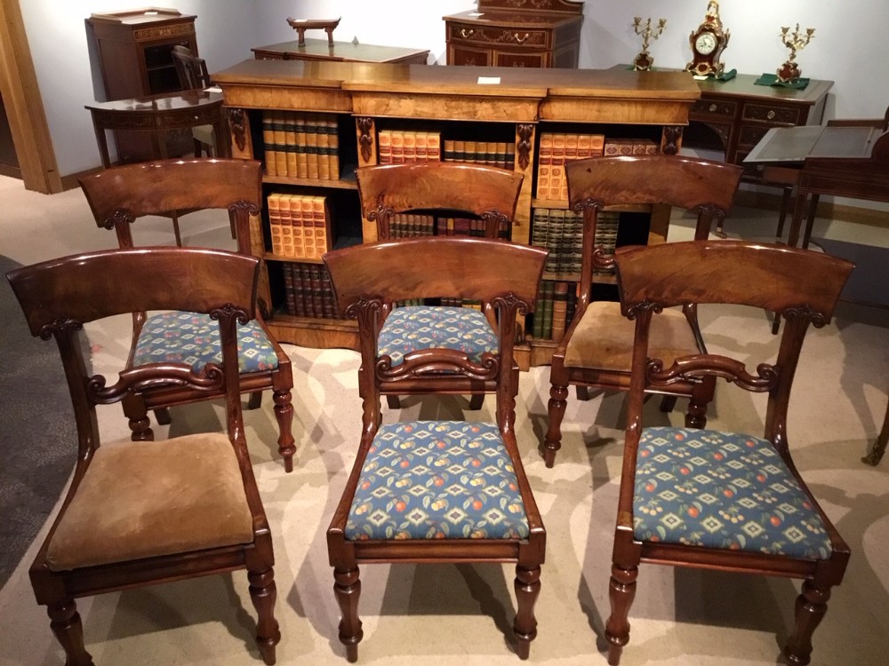 A set of 6 mahogany Early Victorian Period dining chairs.