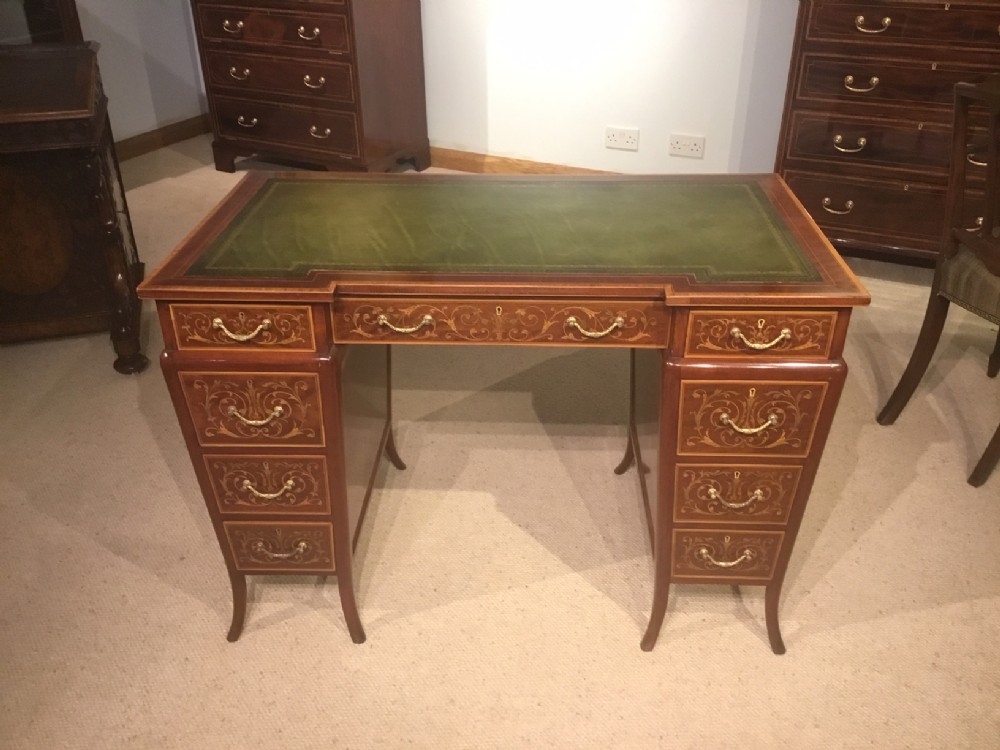 A Stunning quality Late Victorian mahogany marquetry inlaid antique writing desk