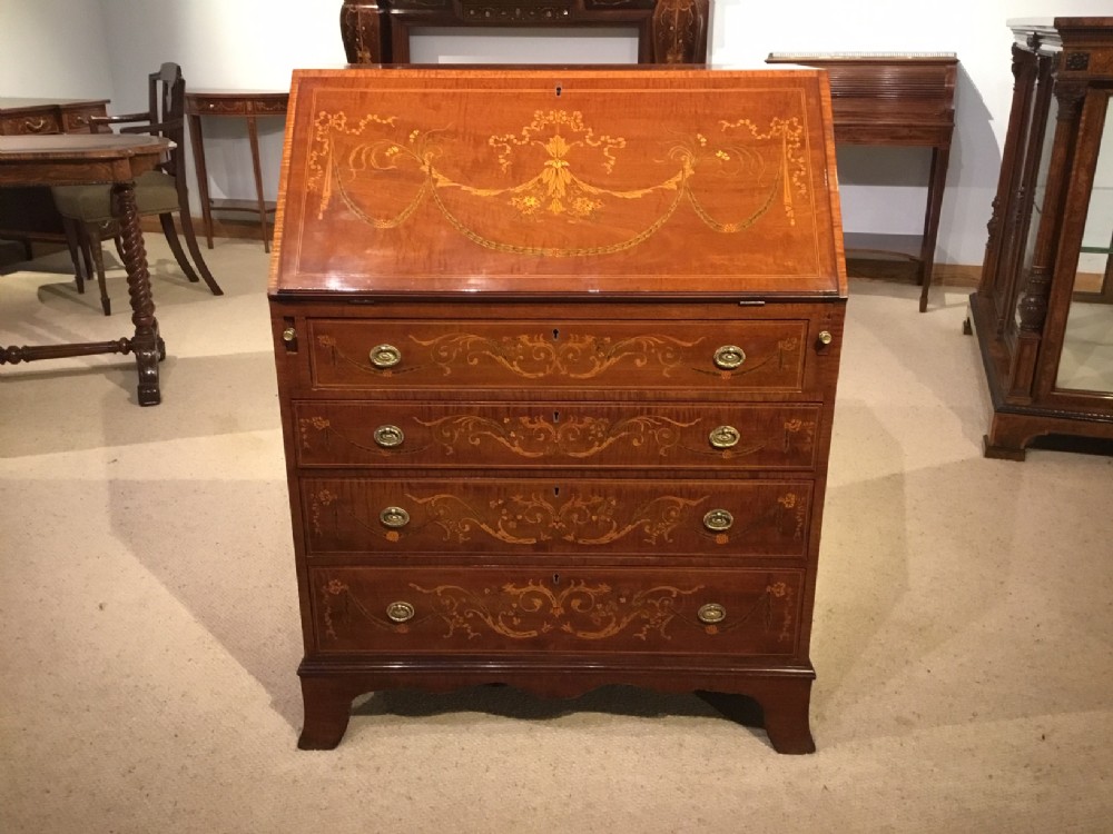 An Edwardian Period Mahogany Inlaid Antique Bureau